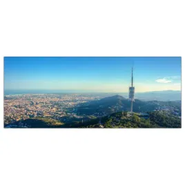 obraz-na-szkle-foto-gory-wieza-barcelona-125x50