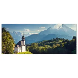 obraz-na-szkle-foto-kosciol-gory-krajobraz-125x50