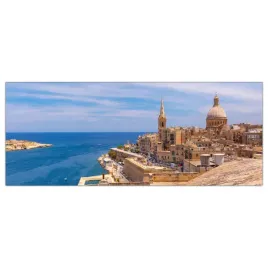 obraz-na-szkle-foto-kosciol-ocean-krajobraz-125x50