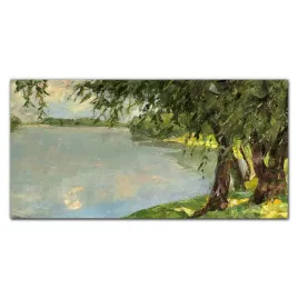 panele-do-kuchni-malarstwo-jezioro-drzewa-100x50