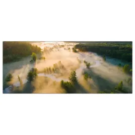 obraz-na-szkle-foto-mgla-las-wschod-slonca-125x50