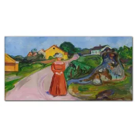 panel-szklo-kobieta-w-czerwonej-sukience-100x50-cm