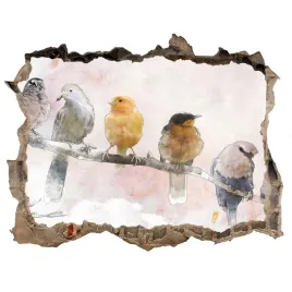 dziura-3d-fototapeta-naklejka-ptaki-na-galezi