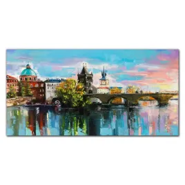 kuchnia-panel-szklo-miasto-rzeka-most-niebo-100x50