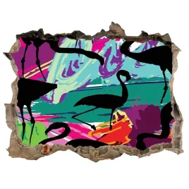 dziura-3d-fototapeta-scienna-naklejka-flamingi