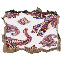 dziura-3d-fototapeta-naklejka-slonie-ornamenty