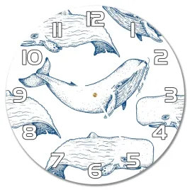 cichy-zegar-scienny-niebieskie-wieloryby-f30-cm