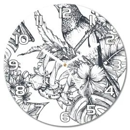 cichy-zegar-scienny-recznie-rysowane-ptaki-f30