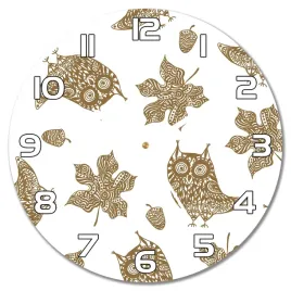 cichy-zegar-scienny-jesienne-liscie-i-sowy-f30