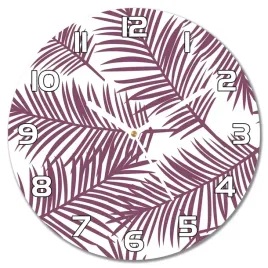 cichy-zegar-scienny-purpurowe-liscie-palmy-f30