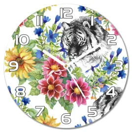 cichy-zegar-scienny-tygrys-wsrod-kwiatow-f30-cm