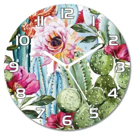 cichy-zegar-scienny-obraz-kwiaty-kaktusa-f30-cm