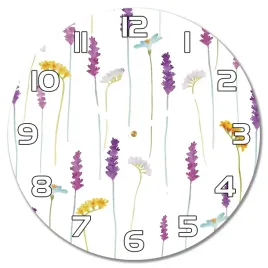 cichy-zegar-scienny-malowane-kwiaty-lawendy-f30