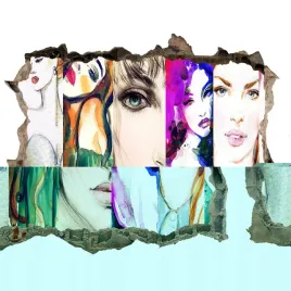 dziura-3d-fototapeta-naklejka-kobiece-portrety