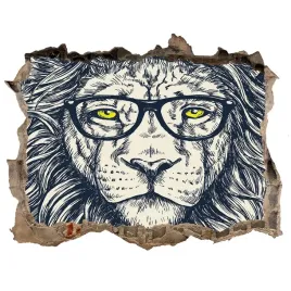 dziura-3d-fototapeta-naklejka-lew-hipster-168x113