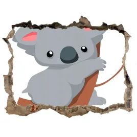 dziura-3d-fototapeta-naklejka-koala-na-drzewie