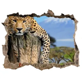 dziura-3d-fototapeta-na-sciane-lampart-na-pniu