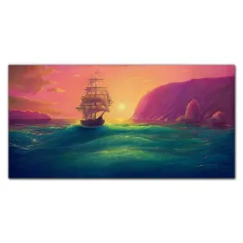 panel-nad-blat-morze-statki-zachod-slonca-140x70