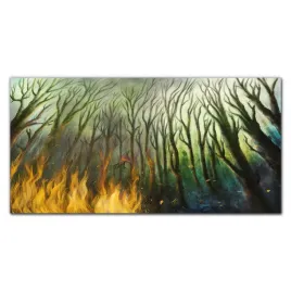 obraz-szklany-malarstwo-las-drzewa-ogien-120x60-cm