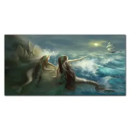 szklany-obraz-syreny-ocean-statek-burza-120x60-cm