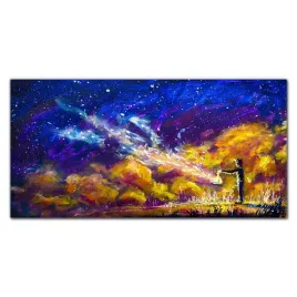 obraz-do-salonu-chlopiec-z-latarnia-o-noc-120x60