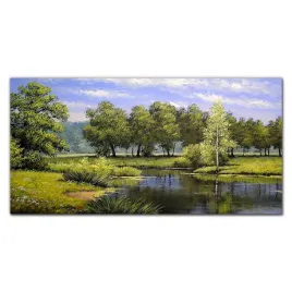 obraz-z-nadrukiem-szklany-drzewa-woda-120x60-cm