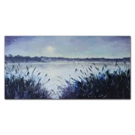 obraz-na-sciane-szklany-jezioro-niebo-noc-120x60