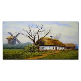 obraz-z-nadrukiem-szklany-wies-chata-mlyn-120x60
