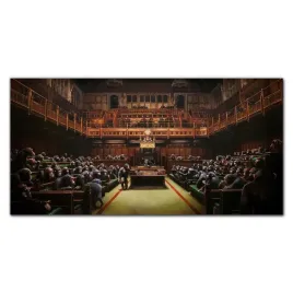 obraz-z-nadrukiem-szklany-parlament-banksy-120x60