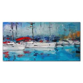 obraz-na-plotnie-port-statki-woda-niebieski-100x50