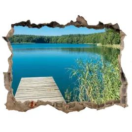 dziura-3d-w-scianie-na-sciane-molo-nad-jeziorem