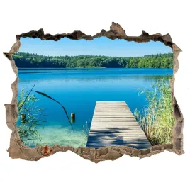 dziura-3d-w-scianie-naklejka-molo-nad-jeziorem