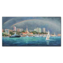 foto-obraz-szklany-port-statki-tecza-120x60-cm