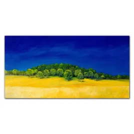 obraz-szklany-malarstwo-niebo-drzewa-pole-120x60