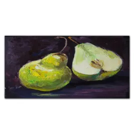 obraz-na-plotnie-malarstwo-owoce-gruszka-100x50-cm