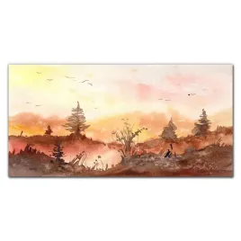 foto-obraz-szklany-na-sciane-akwarele-las-120x60