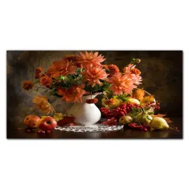 obraz-na-plotnie-malarstwo-kwiaty-owoce-100x50-cm