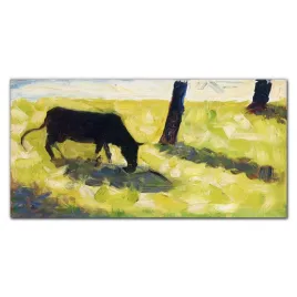 obraz-szklany-czarna-krowa-na-lace-seurat-120x60