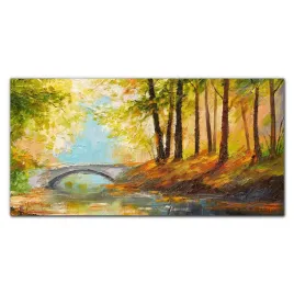 obraz-na-ramie-plotno-malarstwo-las-most-100x50-cm
