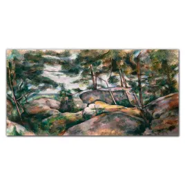 obraz-na-sciane-szklo-skaly-w-lesie-cezanne-120x60