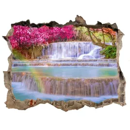 naklejka-fototapeta-3d-widok-wodospad-w-lesie