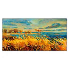 obraz-z-nadrukiem-szklany-pole-niebo-morze-120x60