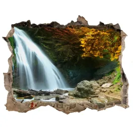 naklejka-fototapeta-3d-widok-wodospad-w-lesie