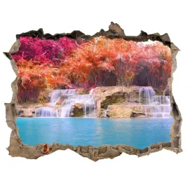 naklejka-fototapeta-3d-widok-wodospad-w-lesie