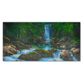 foto-obraz-szklany-wodospad-skaly-drzewa-120x60-cm