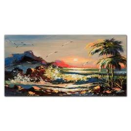 obraz-na-plotnie-wybrzeze-zachod-slonca-100x50-cm