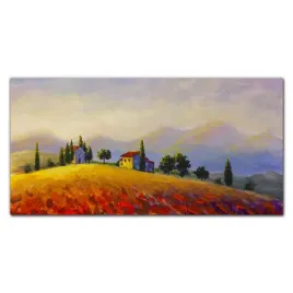obraz-na-plotnie-wzgorze-drzewa-krajobraz-100x50