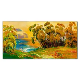 obraz-szklany-laka-las-woda-zachod-slonca-120x60