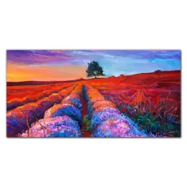obraz-szklany-na-sciane-kwiaty-drzewo-niebo-120x60