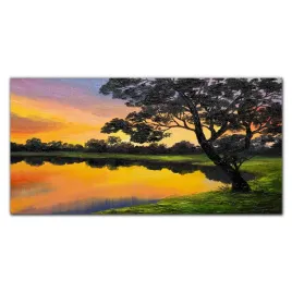 obraz-szklany-jezioro-las-zachod-slonca-120x60-cm